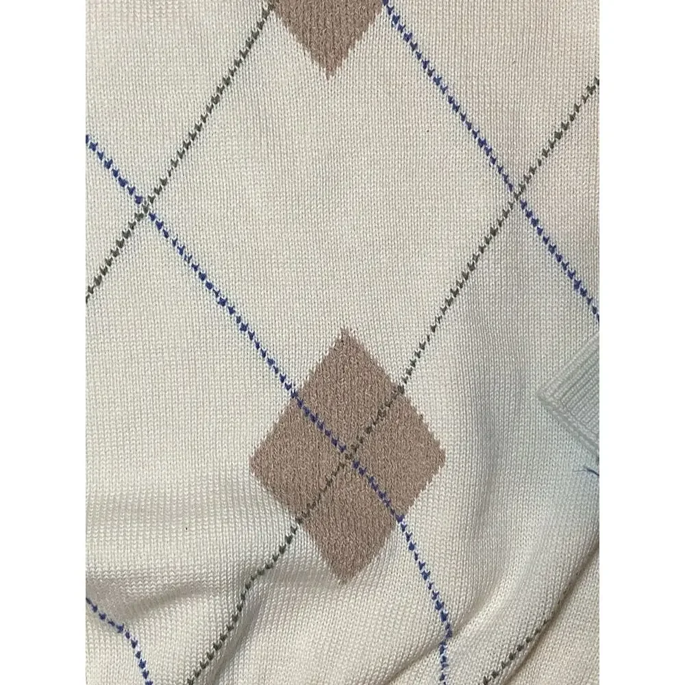 Fairway & Greene Argyle Pima Cotton Sweater Vest Mens Ivory L/S Med NEW $119 - Picture 10 of 12